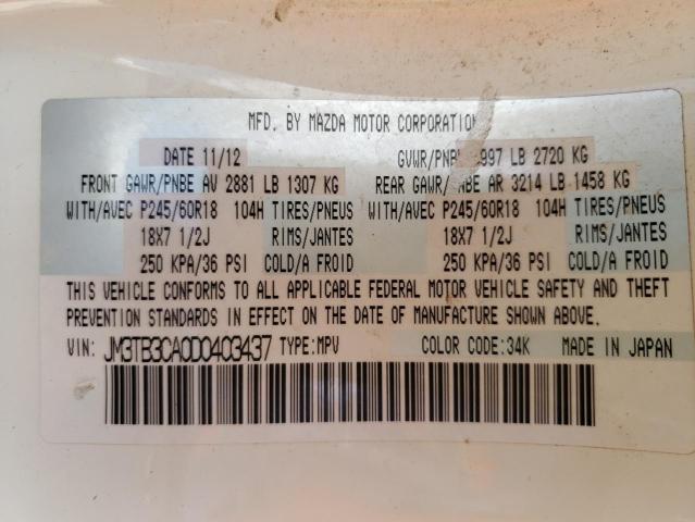 Photo 10 from auction – 2013 MAZDA CX-9 TOURI with VIN JM3TB3CA0D0403437