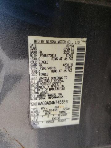 Photo 10 from auction – 2004 NISSAN ARMADA SE with VIN 5N1AA08A04N745656