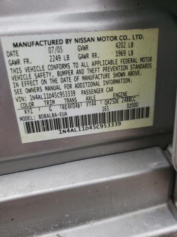 Photo 10 from auction – 2005 NISSAN ALTIMA S with VIN 1N4AL11D45C953339
