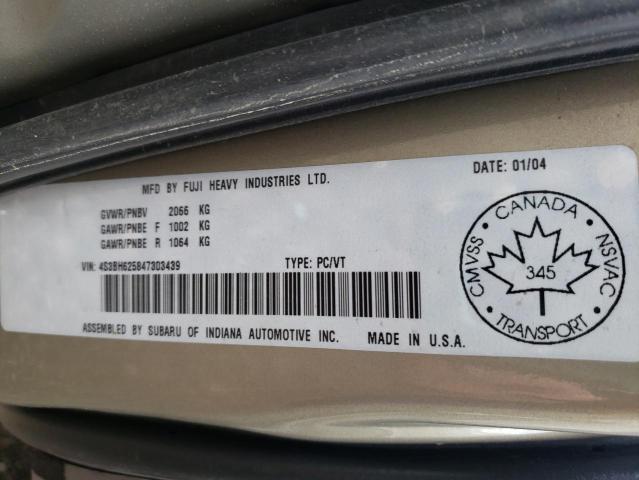Photo 10 from auction – 2004 SUBARU LEGACY L S with VIN 4S3BH625847303439
