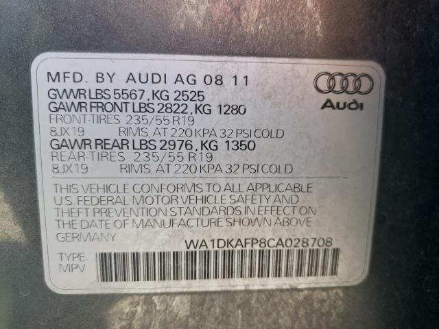 Photo 10 from auction – 2012 AUDI Q5 PREMIUM with VIN WA1DKAFP8CA028708