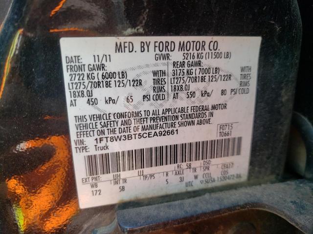 Photo 10 from auction – 2012 FORD F350 with VIN 1FT8W3BT5CEA92661