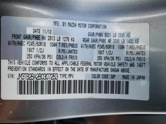Photo 10 from auction – 2011 MAZDA CX-9 with VIN JM3TB2BA2B0307253