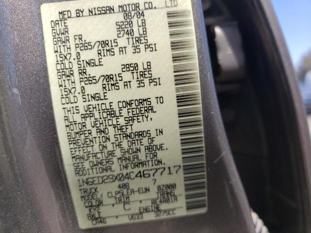 Photo 10 from auction – 2004 NISSAN FRONTIER C with VIN 1N6ED29X04C467717