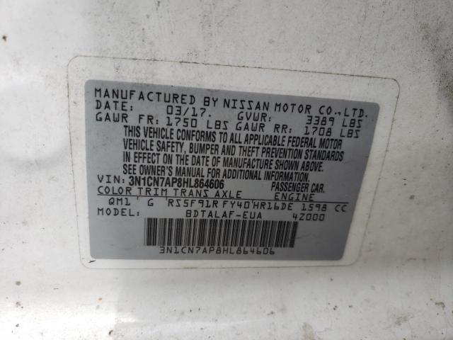 Photo 10 from auction – 2017 NISSAN VERSA S with VIN 3N1CN7AP8HL864606