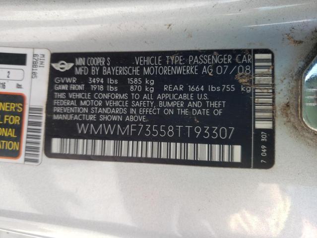 Photo 10 from auction – 2008 MINI COOPER S with VIN WMWMF73558TT93307