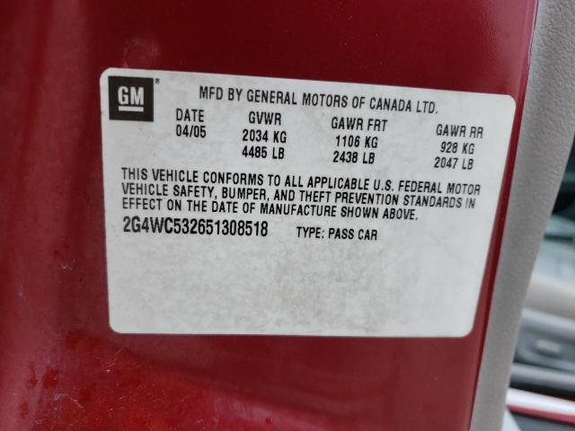 Photo 10 from auction – 2005 BUICK LACROSSE with VIN 2G4WC532651308518