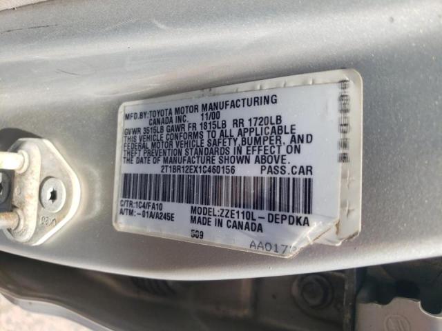 Photo 10 from auction – 2001 TOYOTA COROLLA CE with VIN 2T1BR12EX1C460156