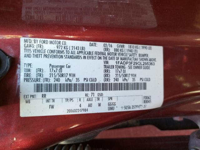 Photo 10 from auction – 2016 FORD FOCUS SE with VIN 1FADP3F29GL295363