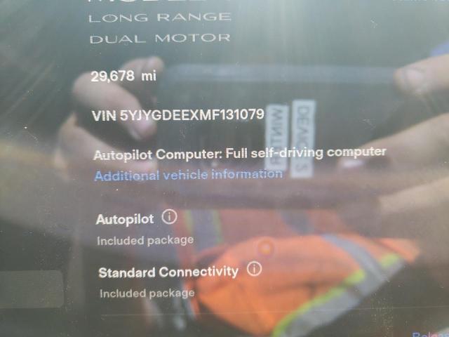 Photo 8 from auction – 2021 TESLA MODEL Y with VIN 5YJYGDEEXMF131079