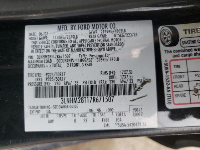 Photo 10 from auction – 2007 LINCOLN MKZ with VIN 3LNHM28T17R671507