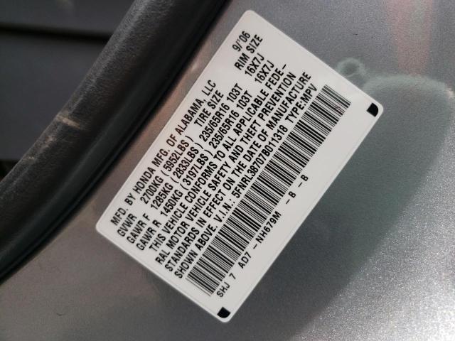 Photo 10 from auction – 2007 HONDA ODYSSEY EX with VIN 5FNRL38707B011318