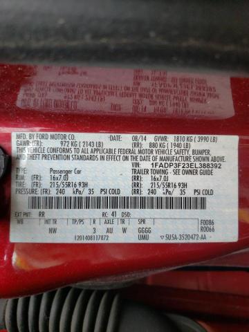 Photo 10 from auction – 2014 FORD FOCUS SE with VIN 1FADP3F23EL388392