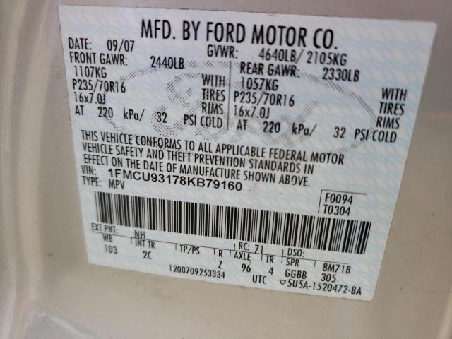 Photo 10 from auction – 2008 FORD ESCAPE XLT with VIN 1FMCU93178KB79160