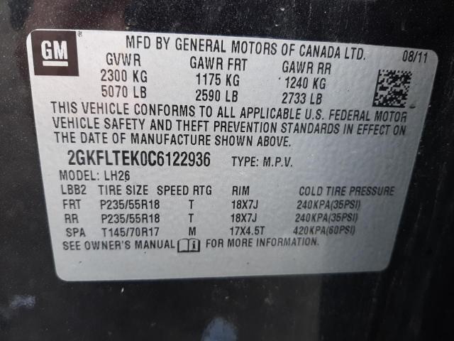 Photo 10 from auction – 2012 GMC TERRAIN SL with VIN 2GKFLTEK0C6122936
