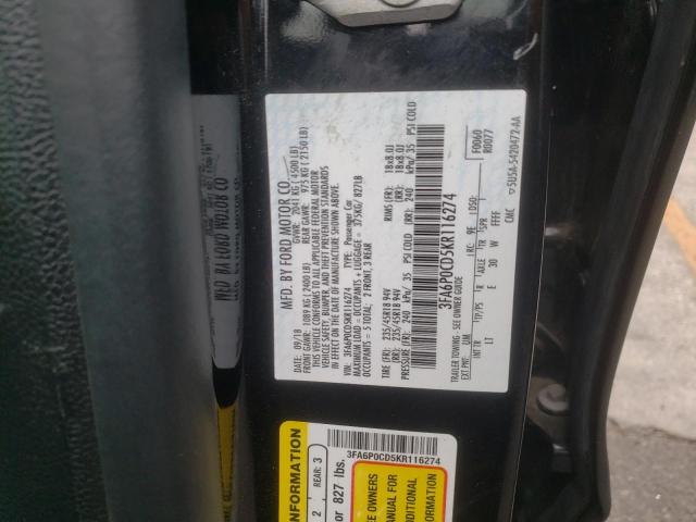 Photo 10 from auction – 2019 FORD FUSION SEL with VIN 3FA6P0CD5KR116274