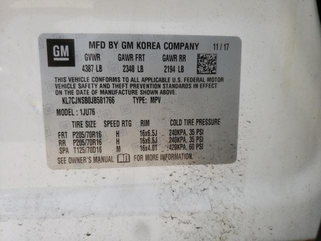 Photo 10 from auction – 2018 CHEVROLET TRAX LS with VIN KL7CJNSB0JB581766