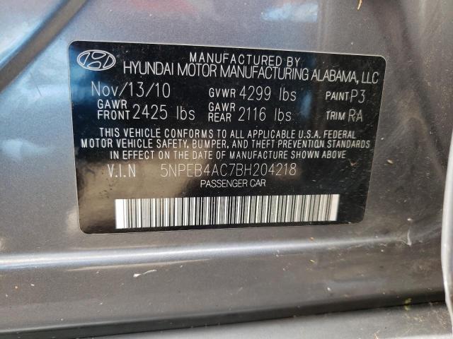 Photo 10 from auction – 2011 HYUNDAI SONATA GLS with VIN 5NPEB4AC7BH204218