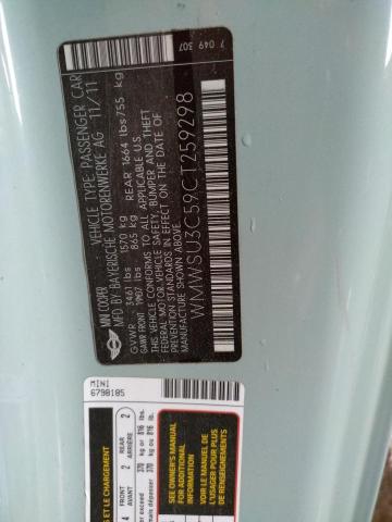 Photo 10 from auction – 2012 MINI COOPER with VIN WMWSU3C59CT259298