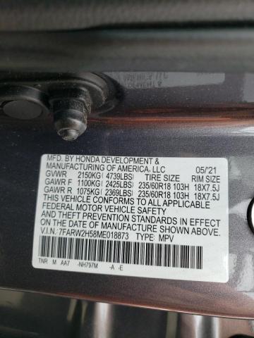 Photo 10 from auction – 2021 HONDA CR-V EX with VIN 7FARW2H58ME018873