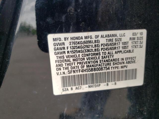 Photo 10 from auction – 2011 HONDA PILOT EXL with VIN 5FNYF4H55BB008754