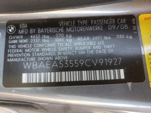 Photo 10 from auction – 2009 BMW 650 I with VIN WBAEA53559CV91927