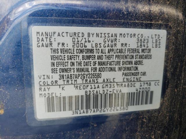 Photo 10 from auction – 2016 NISSAN SENTRA S with VIN 3N1AB7AP2GY226580