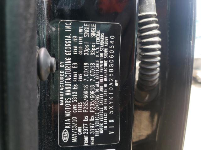 Photo 10 from auction – 2011 KIA SORENTO BA with VIN 5XYKTDA25BG060540