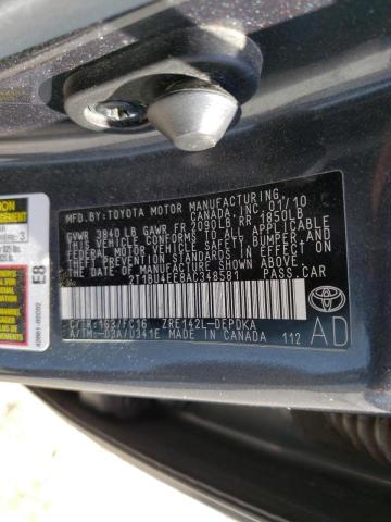 Photo 10 from auction – 2010 TOYOTA COROLLA BA with VIN 2T1BU4EE8AC348581