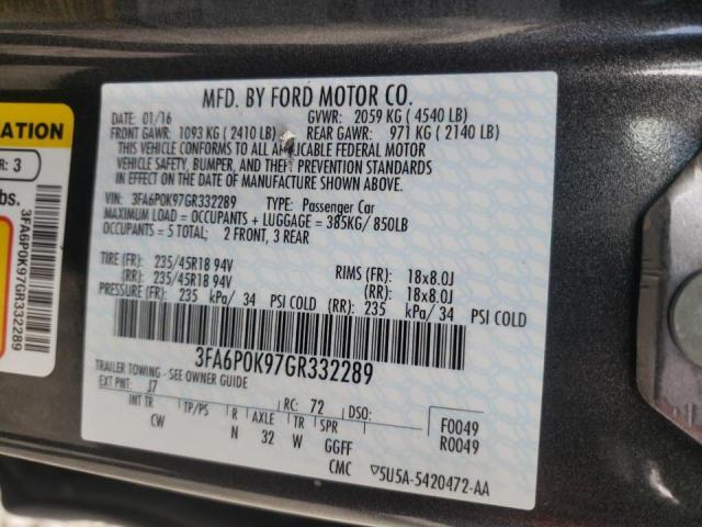 Photo 10 from auction – 2016 FORD FUSION TIT with VIN 3FA6P0K97GR332289