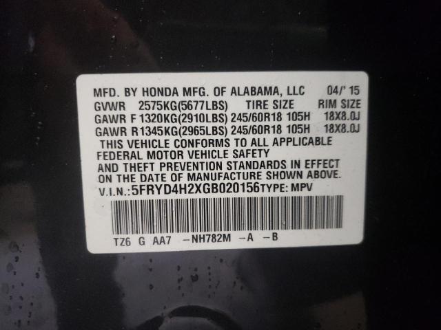 Foto 10 de la subasta – 2016 ACURA MDX con VIN 5FRYD4H2XGB020156
