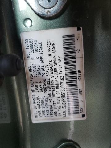 Photo 10 from auction – 2003 HONDA ELEMENT EX with VIN 5J6YH28513L002182