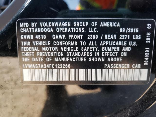 Photo 10 from auction – 2015 VOLKSWAGEN PASSAT S with VIN 1VWAS7A34FC122266