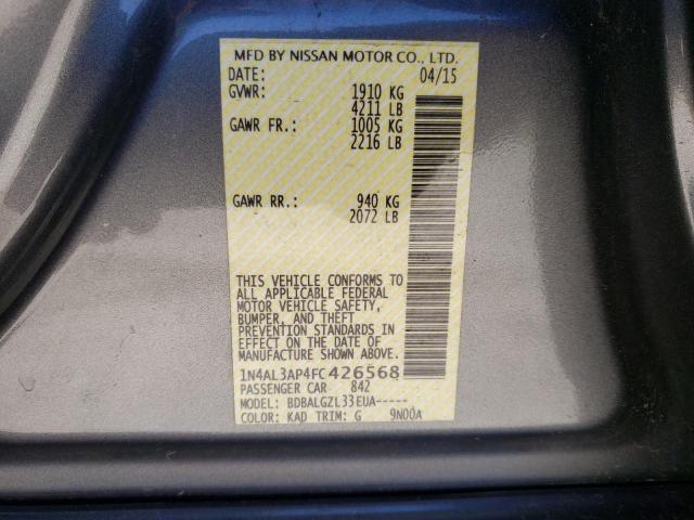 Photo 10 from auction – 2015 NISSAN ALTIMA 2.5 with VIN 1N4AL3AP4FC426568