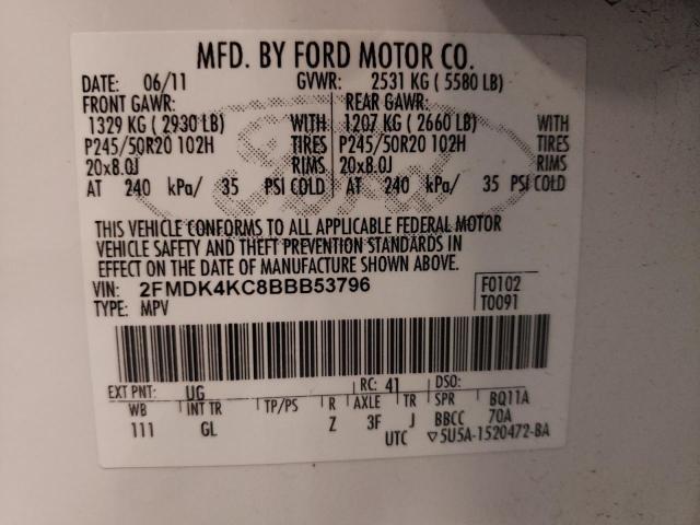 Photo 10 from auction – 2011 FORD EDGE LIMIT with VIN 2FMDK4KC8BBB53796