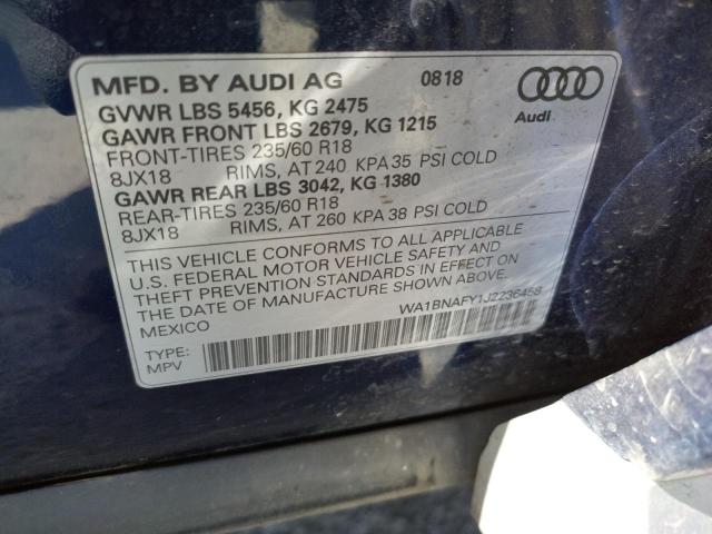 Photo 10 from auction – 2018 AUDI Q5 PREMIUM with VIN WA1BNAFY1J2236458