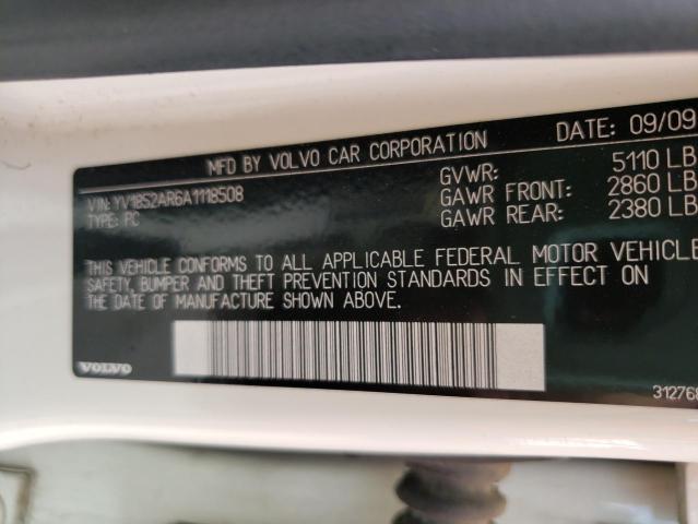 Photo 10 from auction – 2010 VOLVO S80 V8 with VIN YV1852AR6A1118508