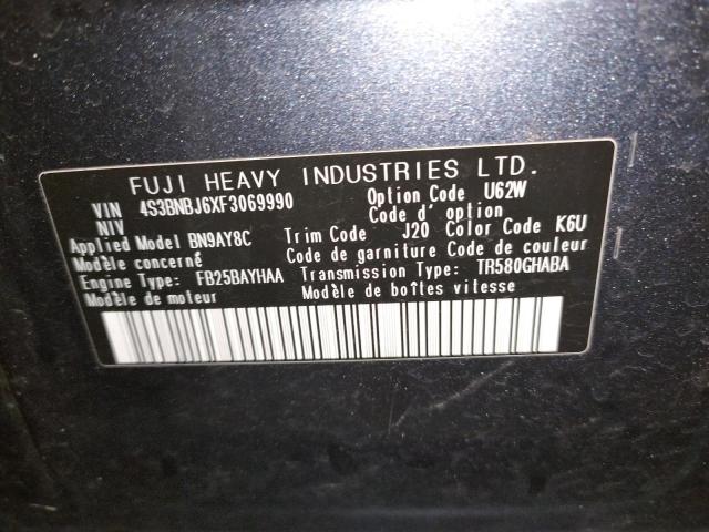 Photo 10 from auction – 2015 SUBARU LEGACY 2.5 with VIN 4S3BNBJ6XF3069990