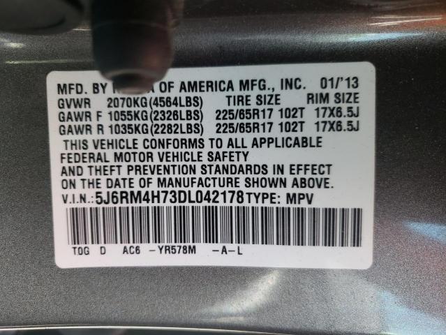 Photo 10 from auction – 2013 HONDA CR-V EXL with VIN 5J6RM4H73DL042178