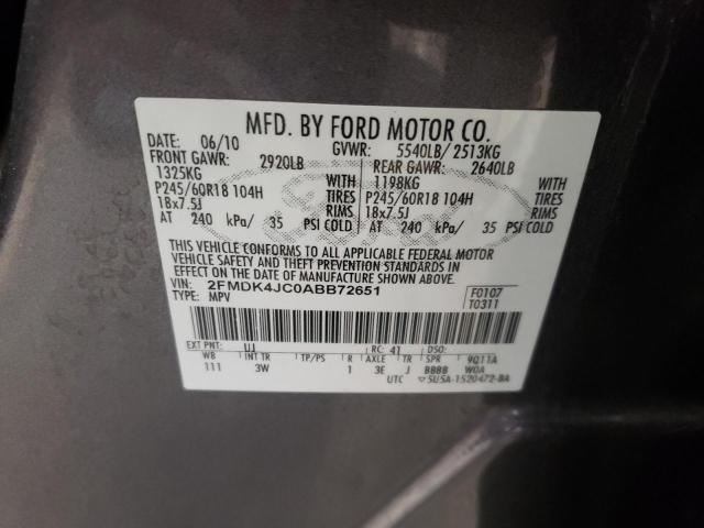 Photo 10 from auction – 2010 FORD EDGE SEL with VIN 2FMDK4JC0ABB72651