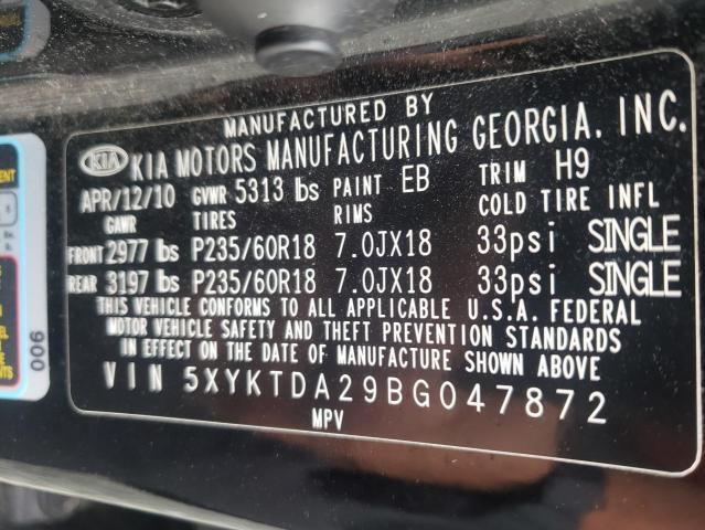 Photo 10 from auction – 2011 KIA SORENTO BA with VIN 5XYKTDA29BG047872