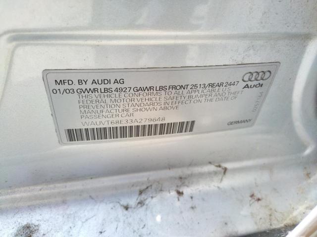 Photo 10 from auction – 2003 AUDI A4 3.0 AVA with VIN WAUVT68E33A279648