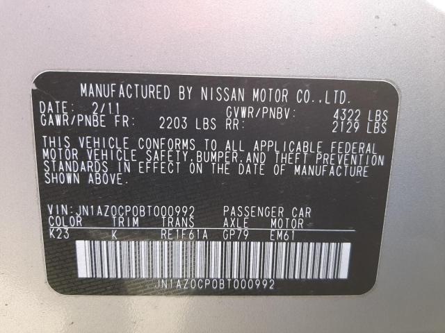 Photo 10 from auction – 2011 NISSAN LEAF SV with VIN JN1AZ0CP0BT000992