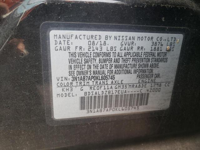 Photo 10 from auction – 2019 NISSAN SENTRA S with VIN 3N1AB7AP0KL605745