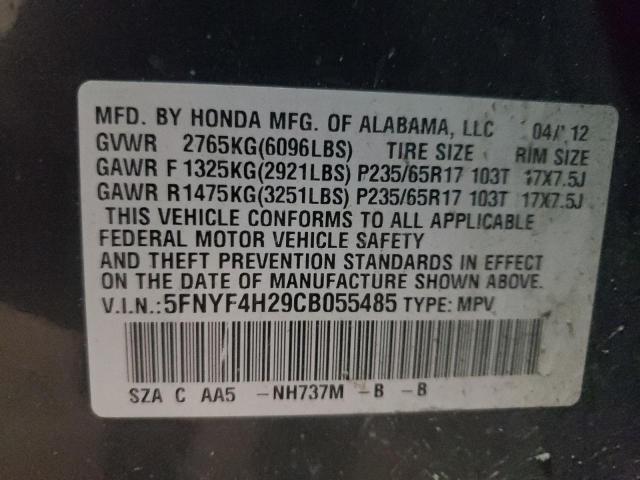 Фото 10 с аукциона – 2012 HONDA PILOT LX с VIN 5FNYF4H29CB055485