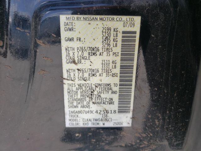 Photo 10 from auction – 2009 NISSAN FRONTIER C with VIN 1N6AD07U49C425618