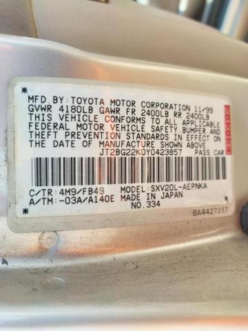 Photo 10 from auction – 2000 TOYOTA CAMRY CE with VIN JT2BG22K0Y0423857