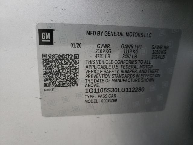 Photo 10 from auction – 2020 CHEVROLET IMPALA PRE with VIN 1G1105S30LU112280