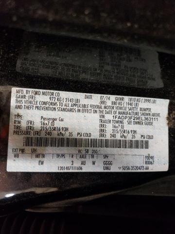 Photo 10 from auction – 2014 FORD FOCUS SE with VIN 1FADP3F29EL363111