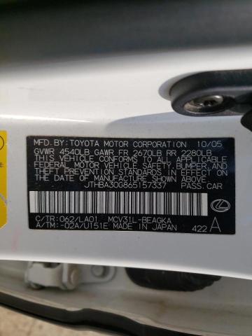 Фото 10 с аукциона – 2006 LEXUS ES 330 с VIN JTHBA30G865157337